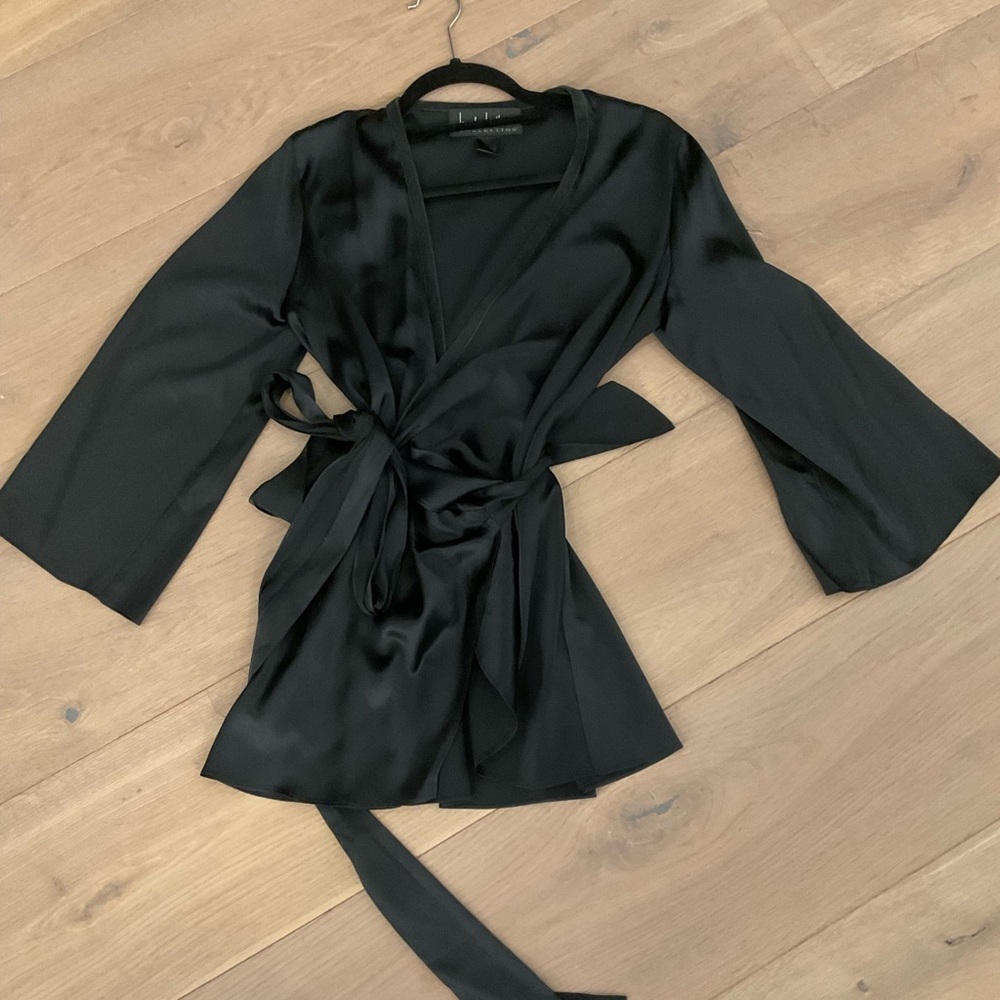 Nicole Miller silk wrap blouse